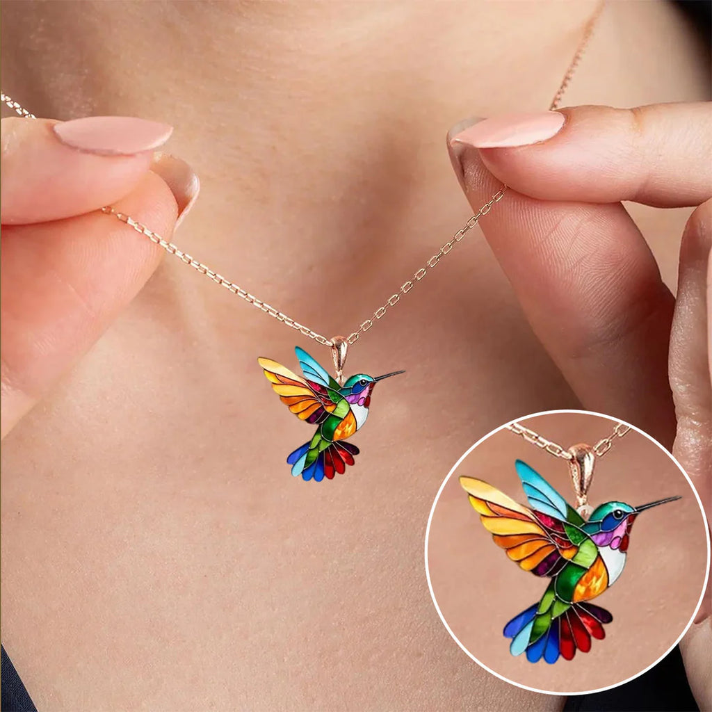 Women’s Hummingbird Pendant Necklace and Earring Set