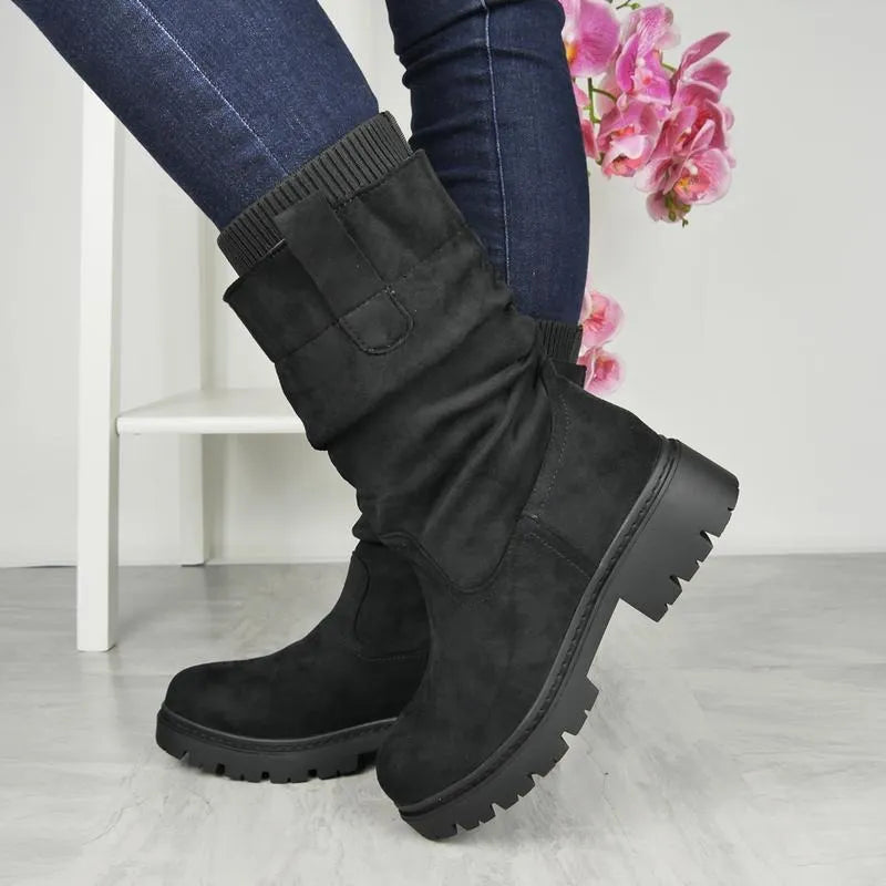 Women’s Faux Suede Wide-Toe Warm Support Boots