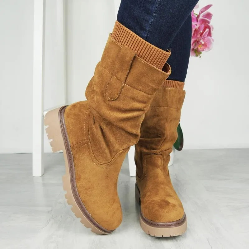 Women’s Faux Suede Wide-Toe Warm Support Boots